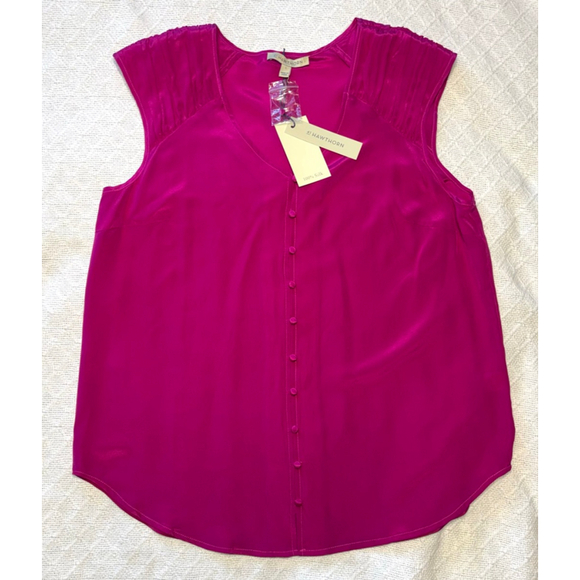 NWT 41 Hawthorne 100% Silk Shell Fuschia Purple Pink Sleeveless Tunic size Large - Picture 2 of 6